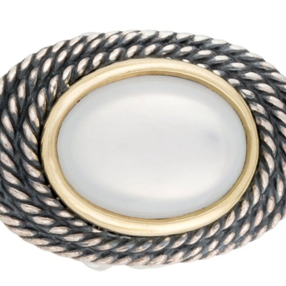 DAVID YURMAN MOON QUARTZ STERLING SILVER & 18K YELLOW GOLD CABLE COIL RING - Picture 4 of 8